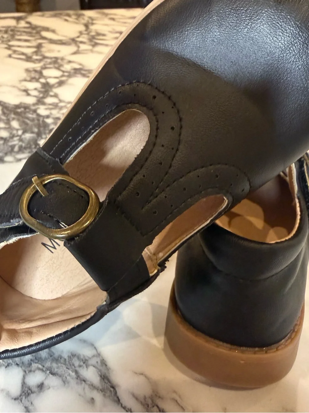 MG Baby Black Leather Mary Jane T-Strap Toddler Dress Shoes Size 30 US 12.5